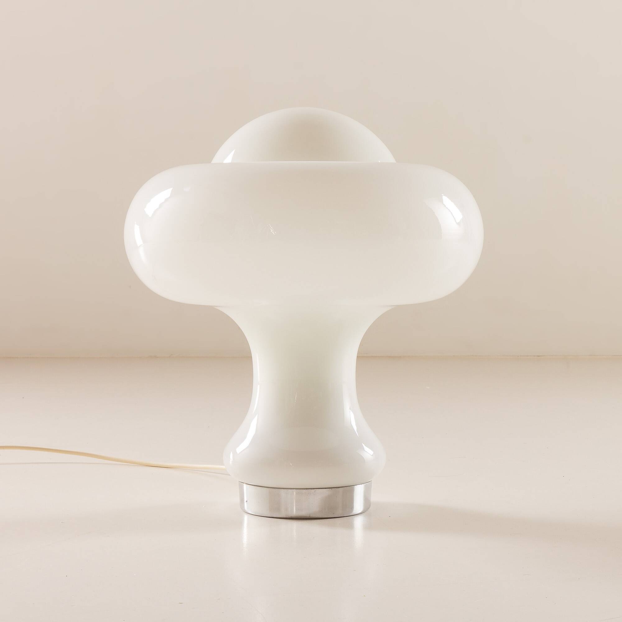 White opaline glass mushroom lamp from Peill & Putzler, Germany 1960s