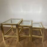 70s design nesting tables in metal and glass