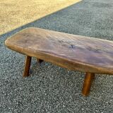 Brutalist style solid wood low stool