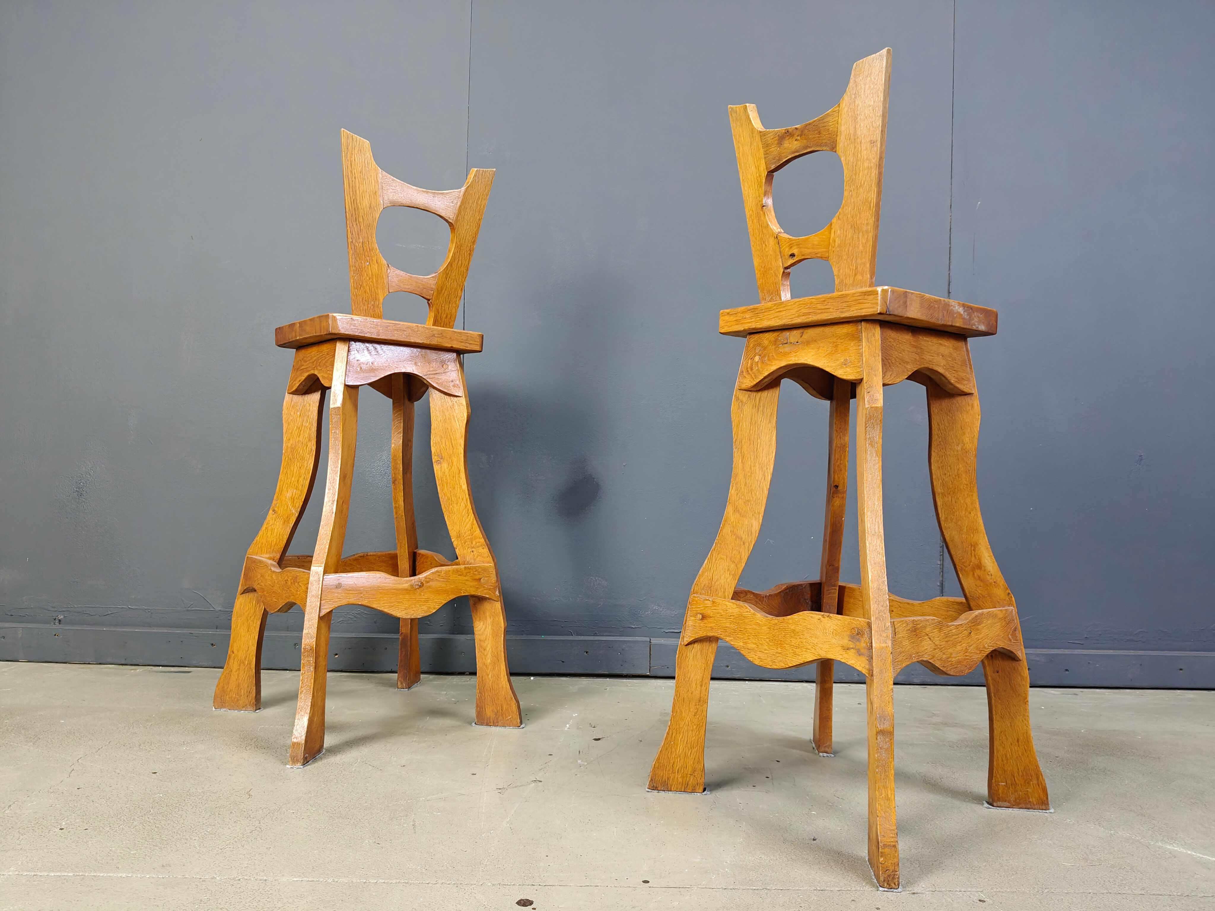 Vintage brutalist bar stools, set of 4 - 1960s