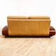 Vintage Italian leather and wood sofa