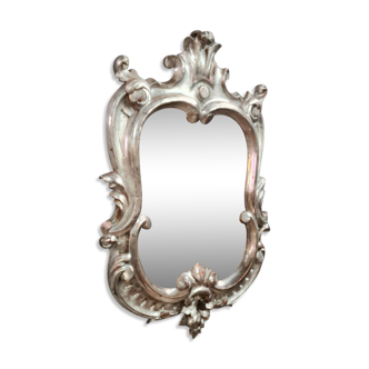 Louis xv baroque mirror with a pretty silver patina circa 1940-1950