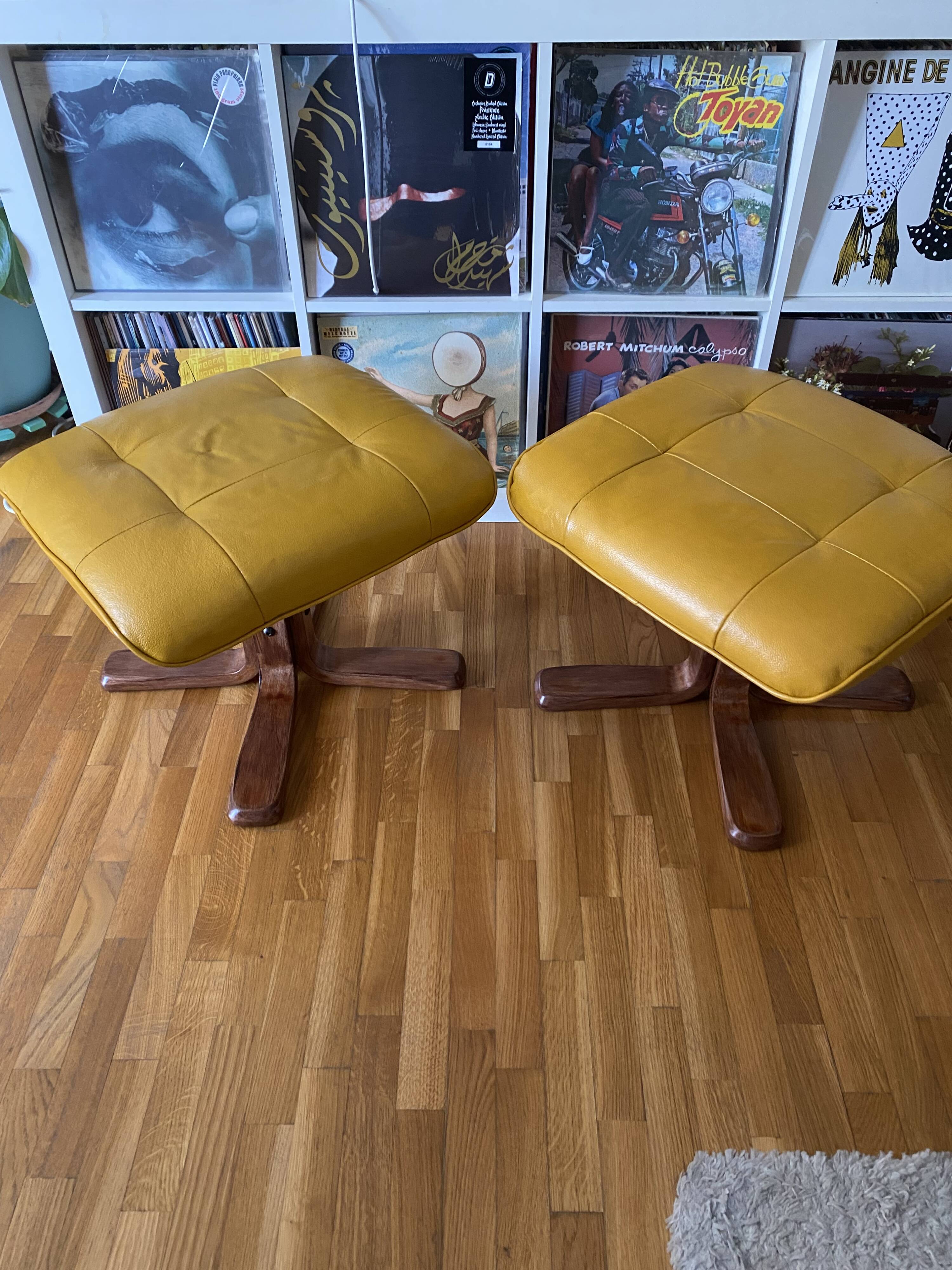 Pair of vintage Scandinavian footrests/ottomans from the 1970s – refurbished