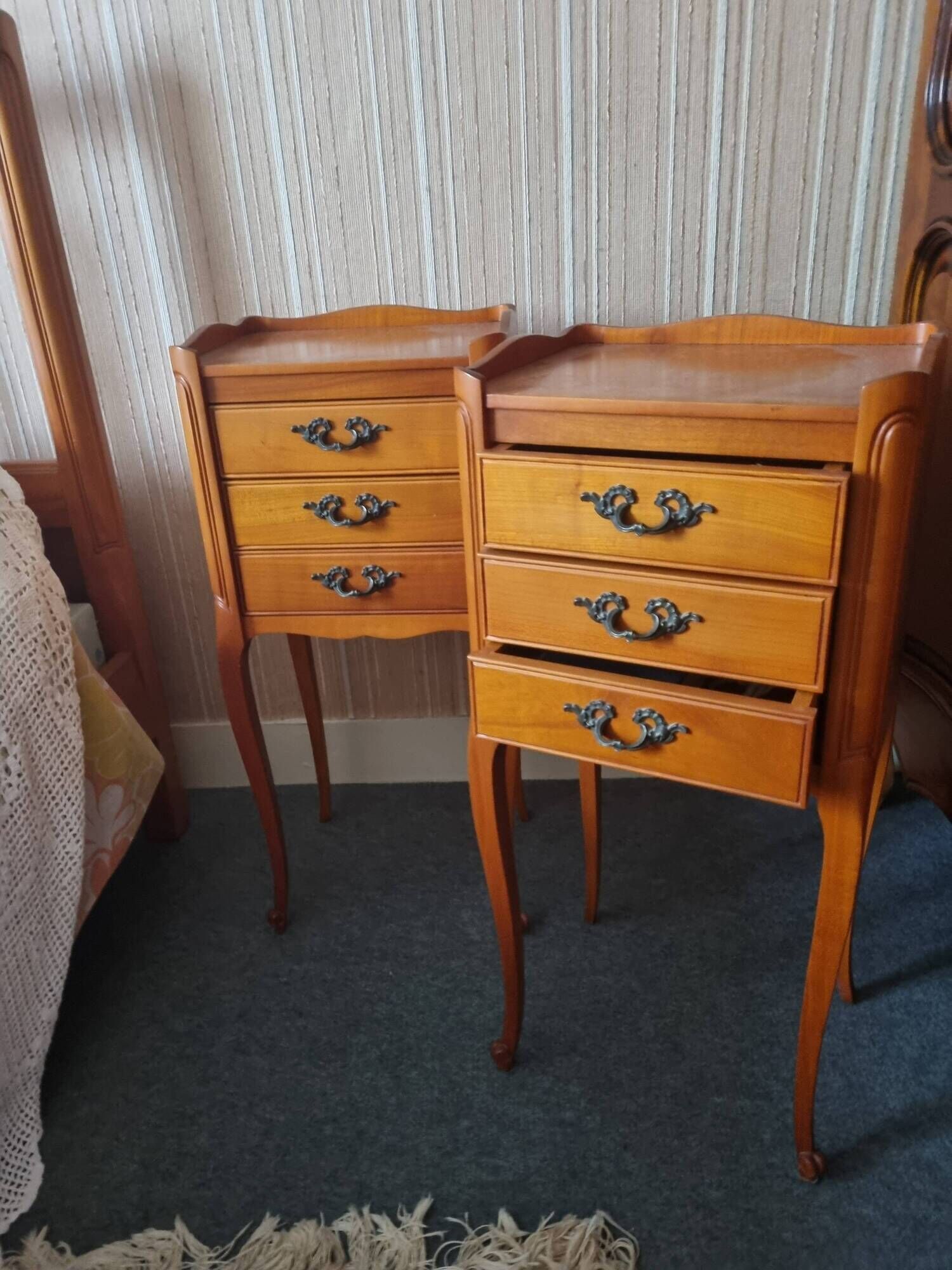 Bedside tables - Louis XV style in wood, 1960s - 1 set of 2 tables