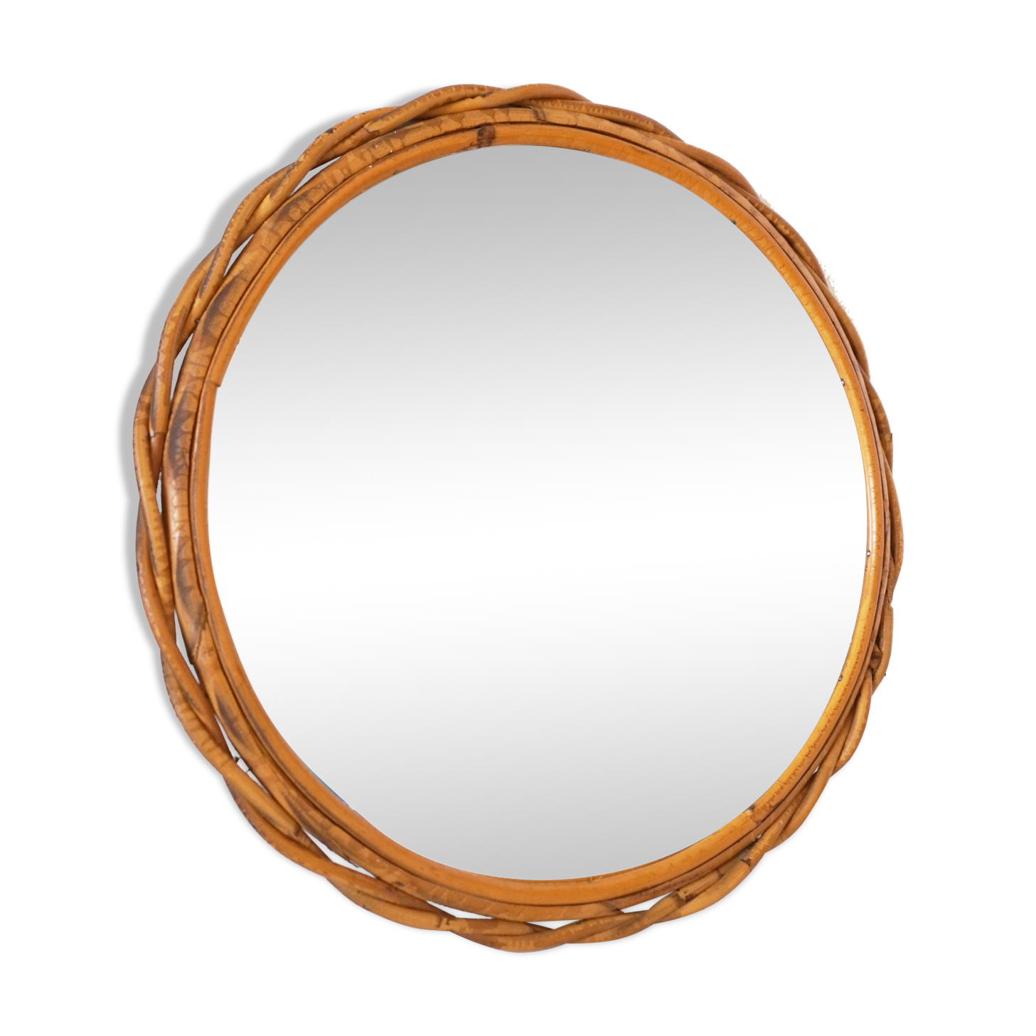 Vintage rattan sun mirror