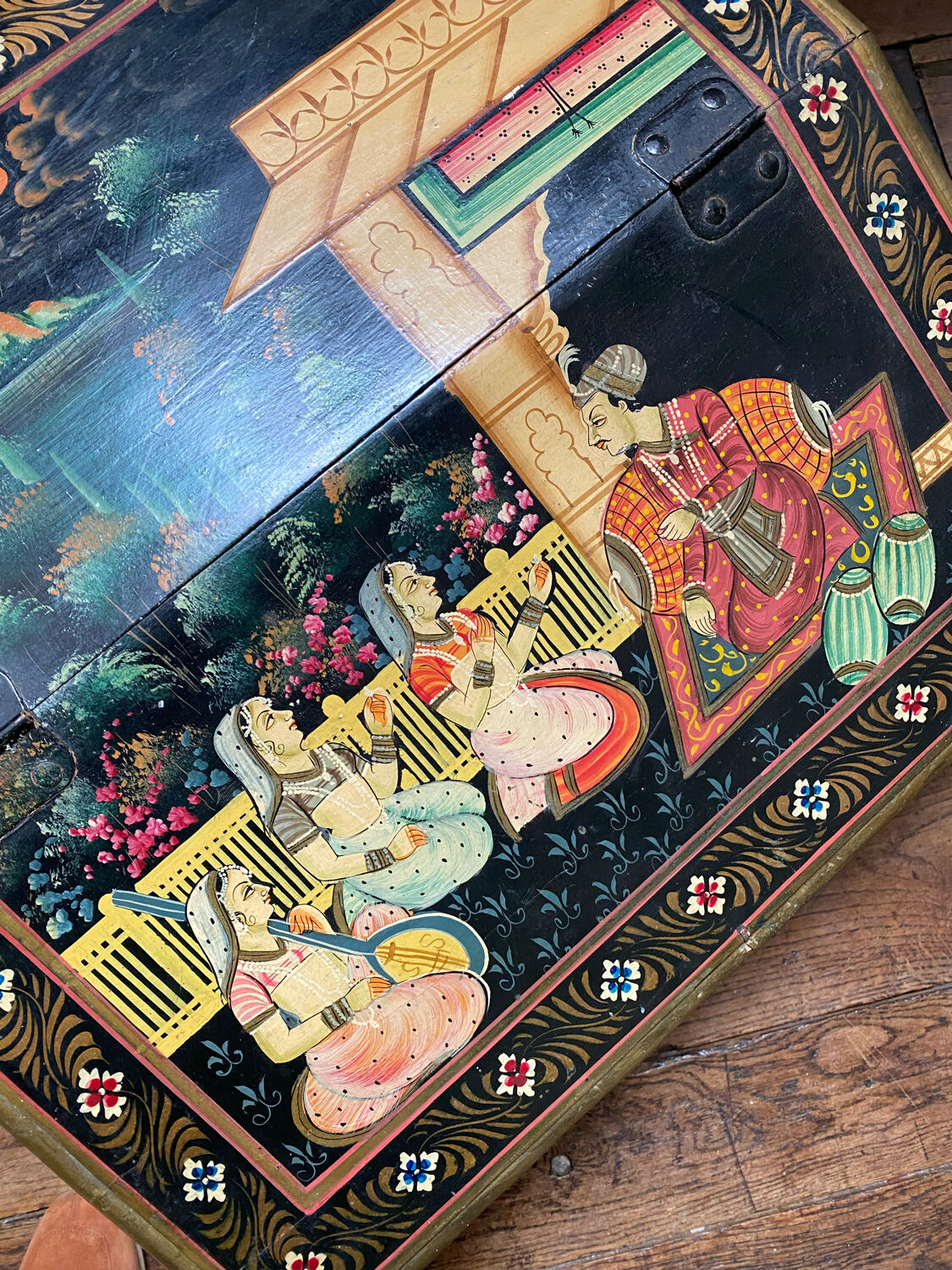 Ancient hand-painted Indian writing desk