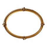 Old oval frame and glass foliage 40x30 cm wood stucco gilding gold leaf SB