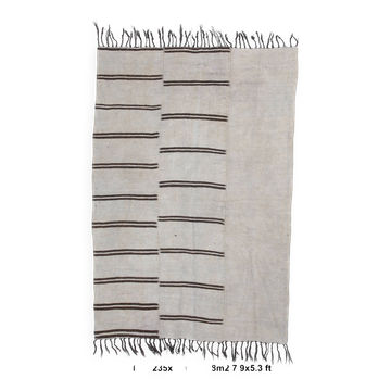 Tapis Kilim en chanvre gris sale et noir, 161 x 235 cm