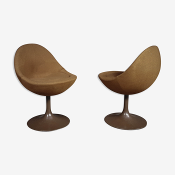 Brown Scandinavian Armchairs by B. Johanson, 1968, Set of 2