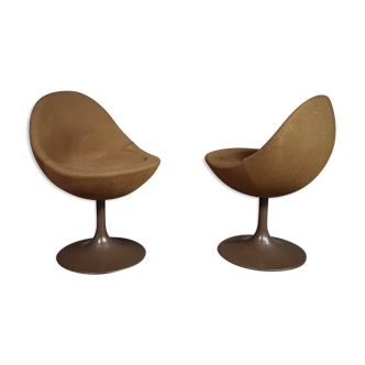 Brown Scandinavian Armchairs by B. Johanson, 1968, Set of 2