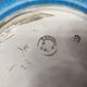 Longwy enamel blue plate bird and peony pattern