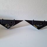 Pair of Italian design wall sconces in glass, art deco style.