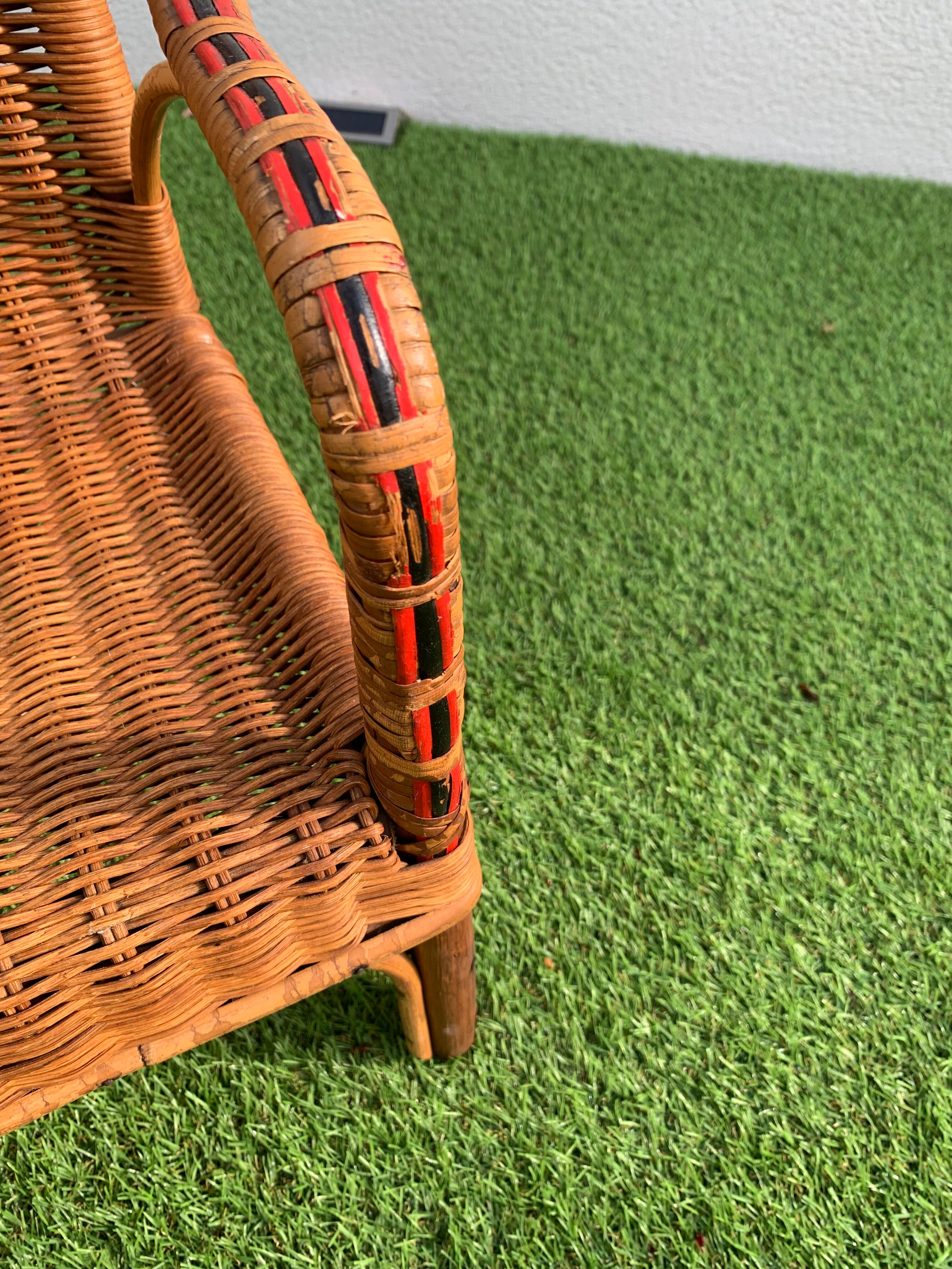 Vintage wicker and rattan armchair