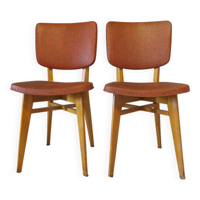Paire de chaise skaï rouge années 50