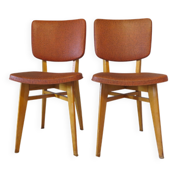 Paire de chaise skaï rouge années 50