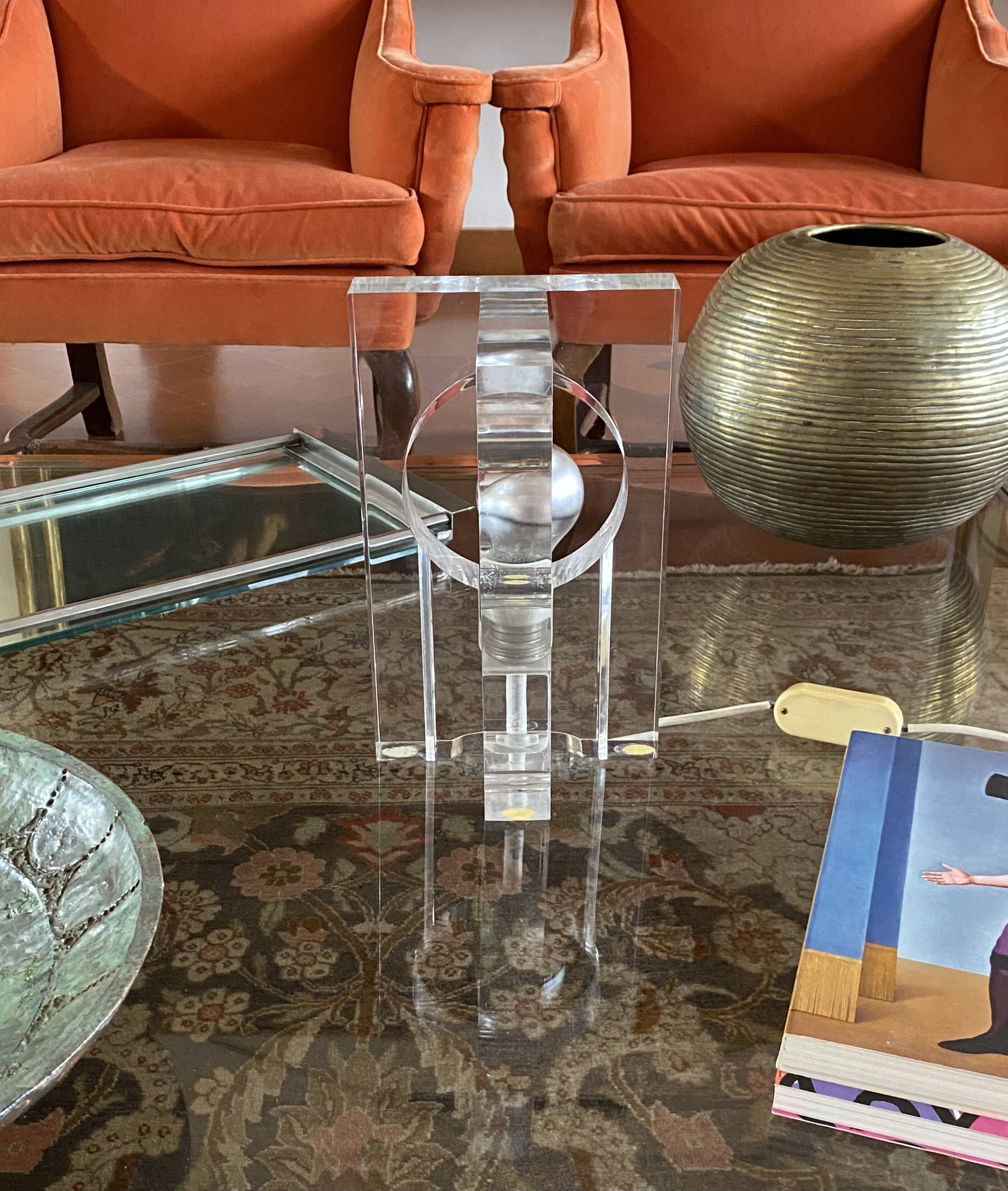Sandro Petti, sculptural lucite table lamp, Maison Jansen France 1970s