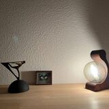 Temde Leucthen brutalist lamp from the 70s, pine and glass globe