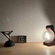 Brutalist lamp Temde Leuchten 1970s pine and glass globe