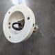 Antique swan neck wall lamp with brass and porcelain tulip lampshade