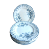 6 dessert plates terre de fer saint amand, regency model, in blue