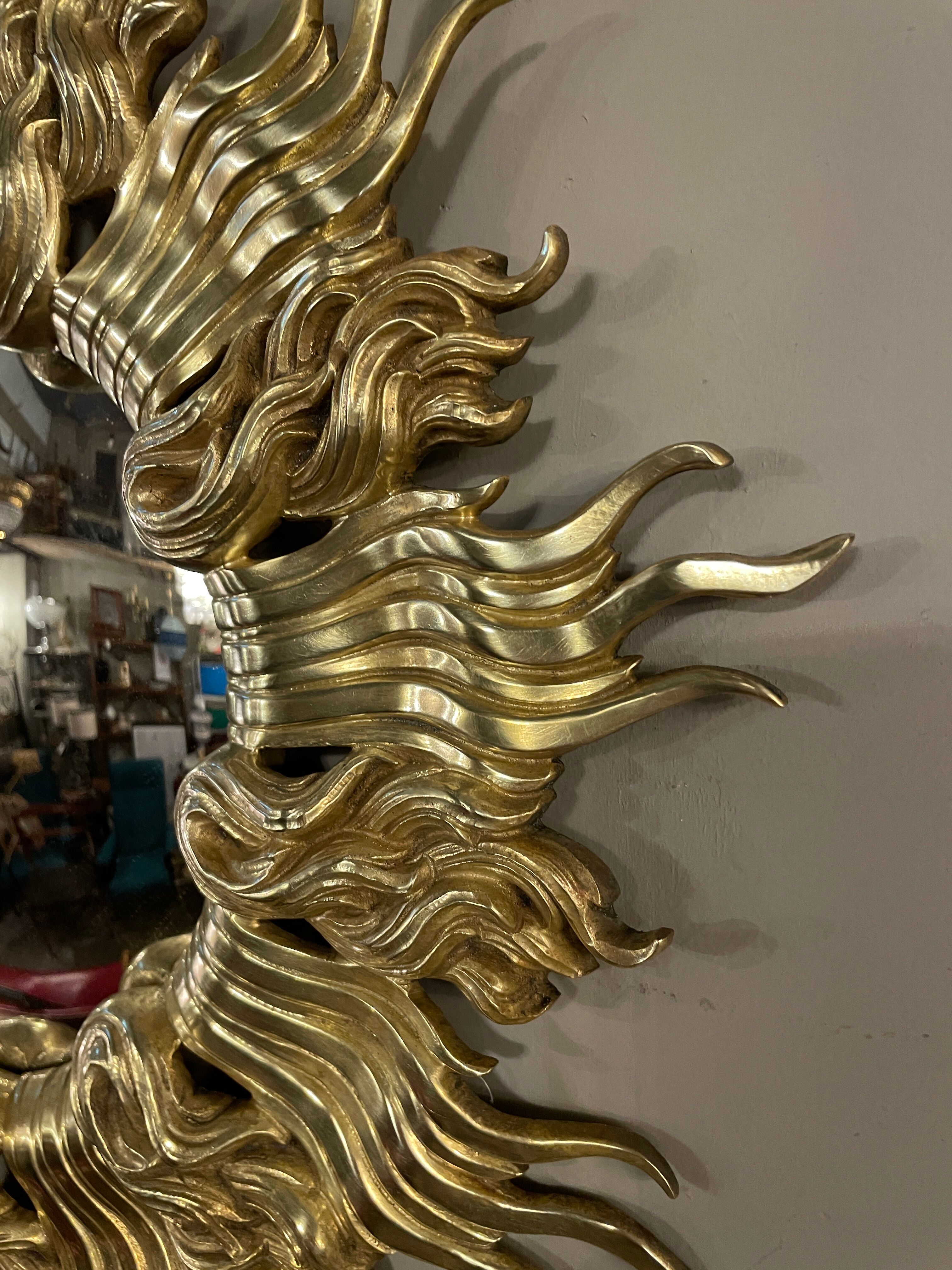 Bronze midcentury bronze witch eye mirror