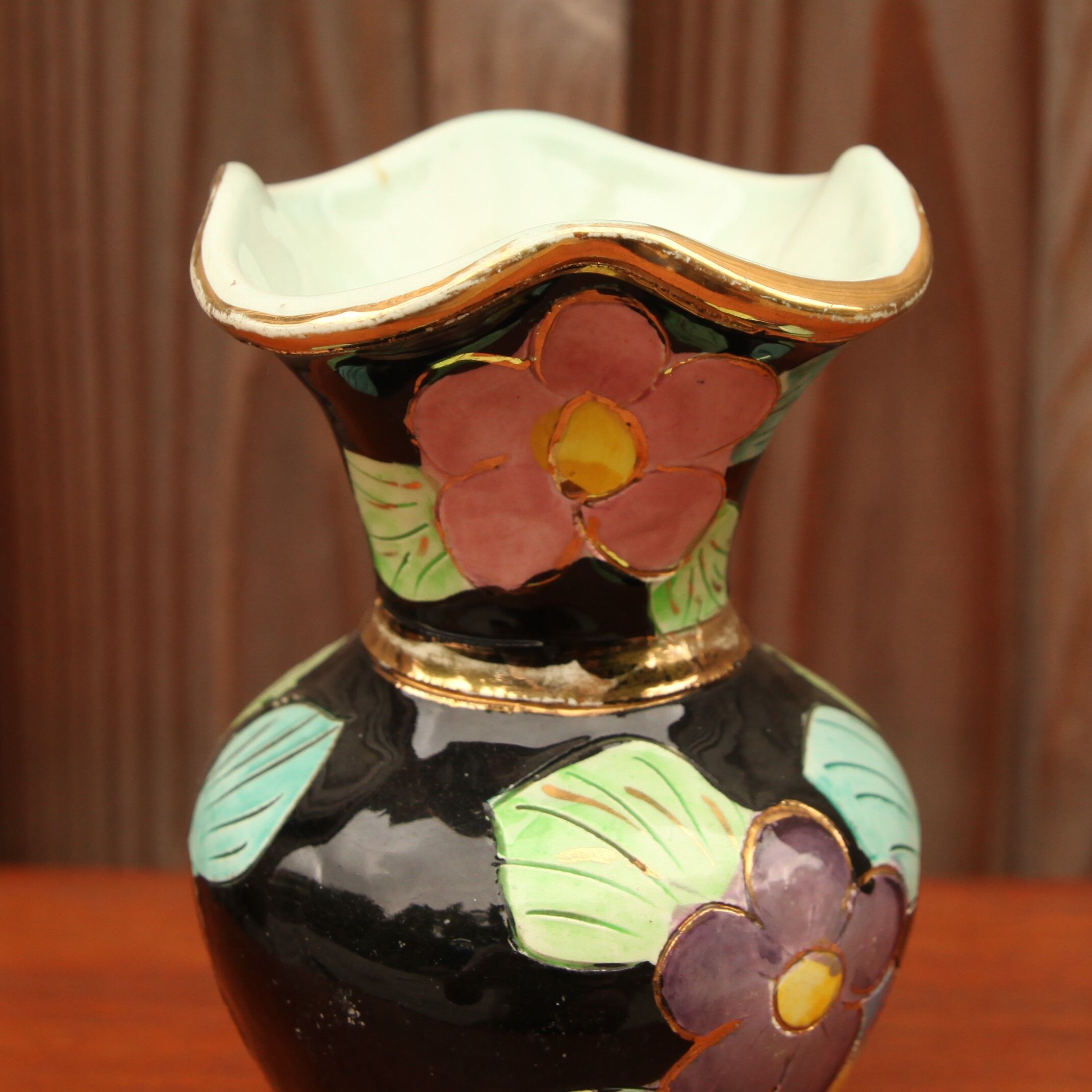Vallauris ceramic vase with floral decoration
