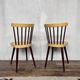 Pair of Baumann bistrot troquet chairs in yellow and brown wood