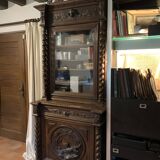Half buffet-silver cabinet with 2 sections in the neo-Renaissance style, Henri II