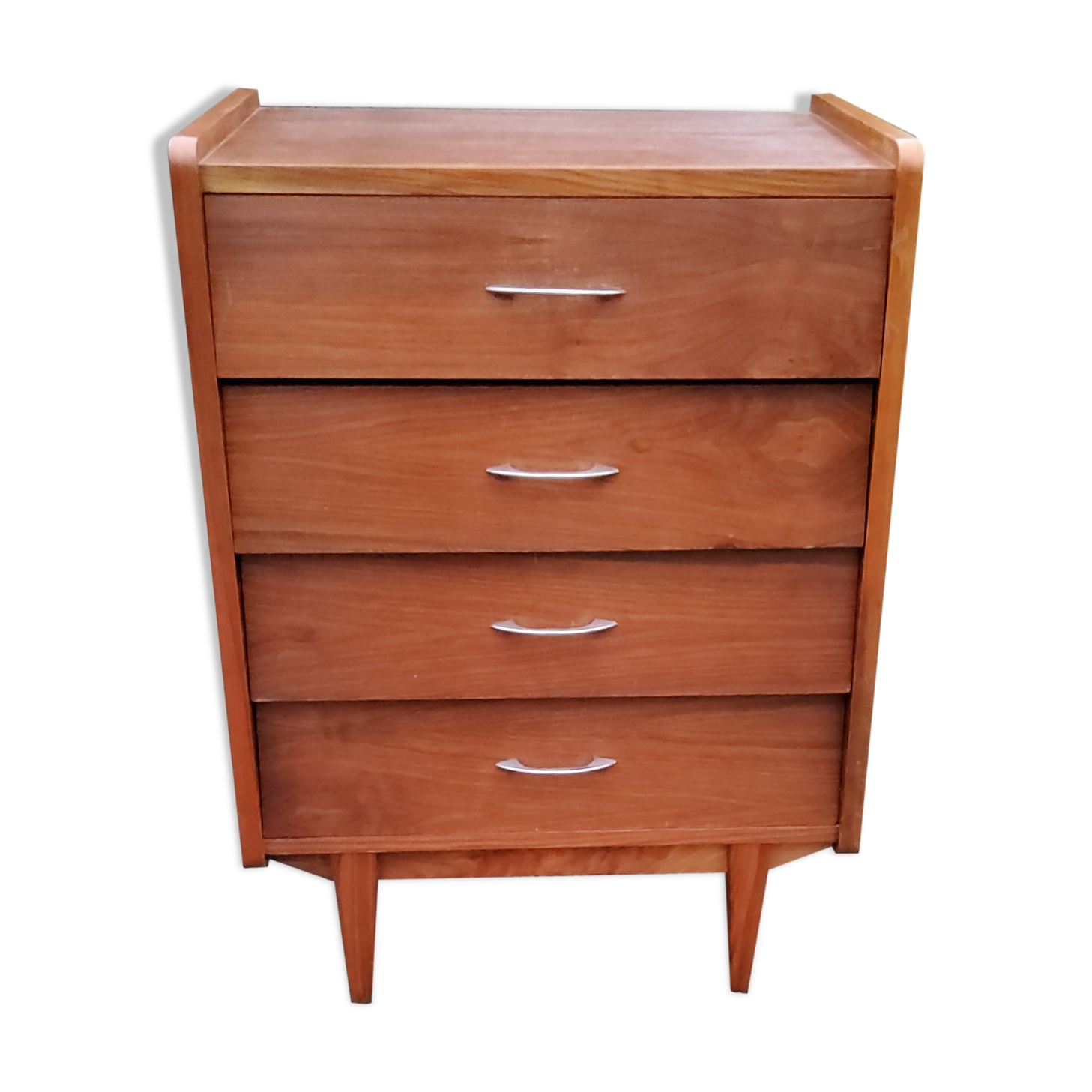 Chest of drawers of the 50s in rosewood spindle feet and fins