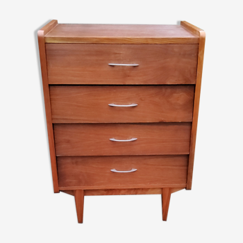 Chest of drawers of the 50s in rosewood spindle feet and fins