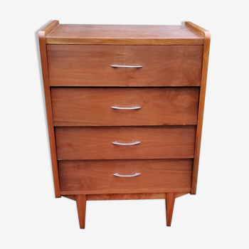 Commode des années 50 en palissandre pieds fuseaux et ailettes