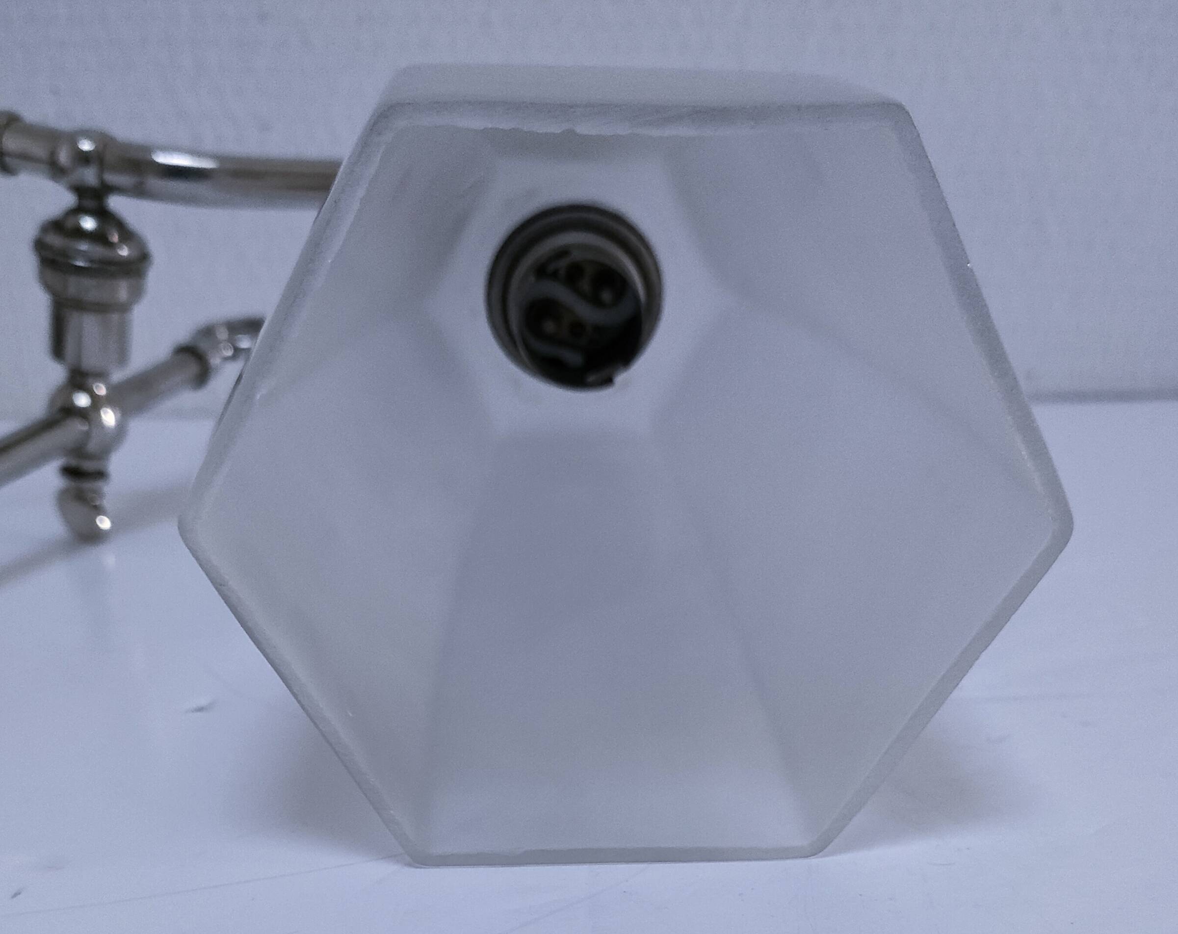 Art Deco lamp with chrome metal and opalescent glass.