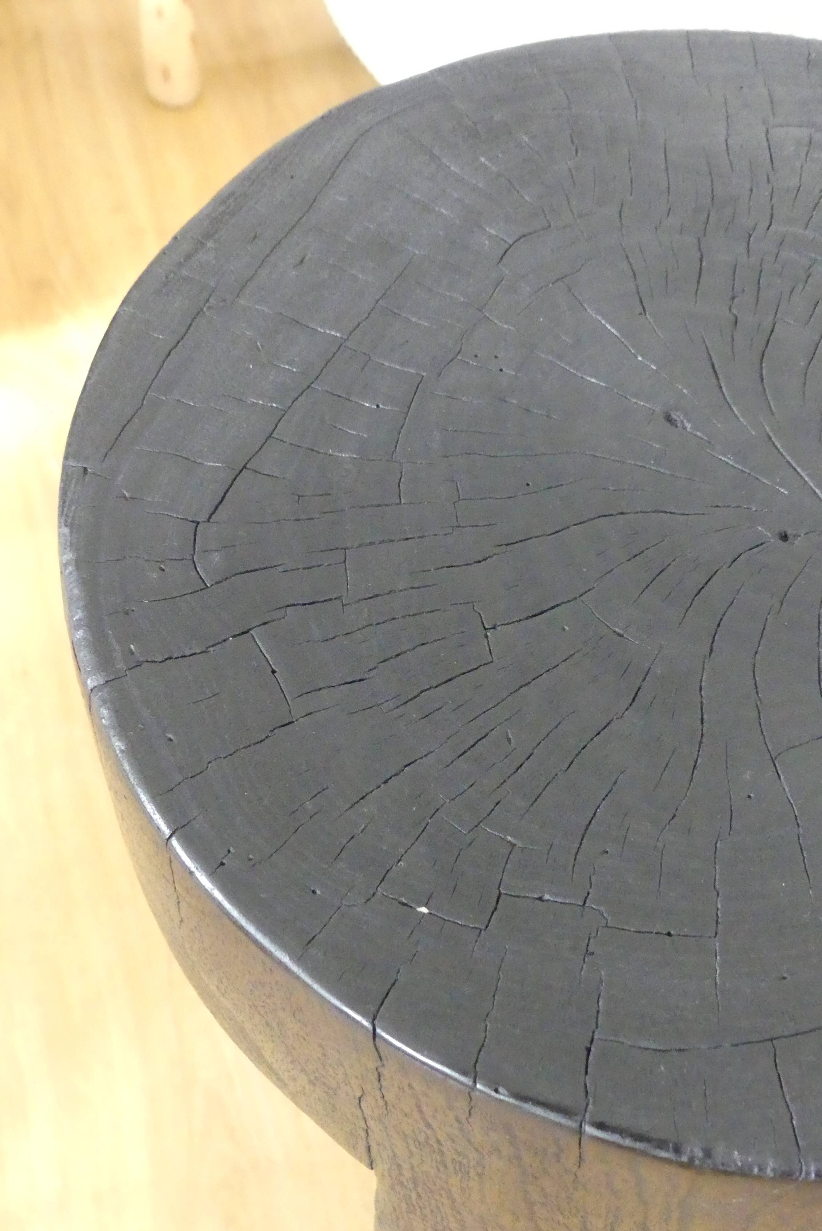Black burnt teak stool