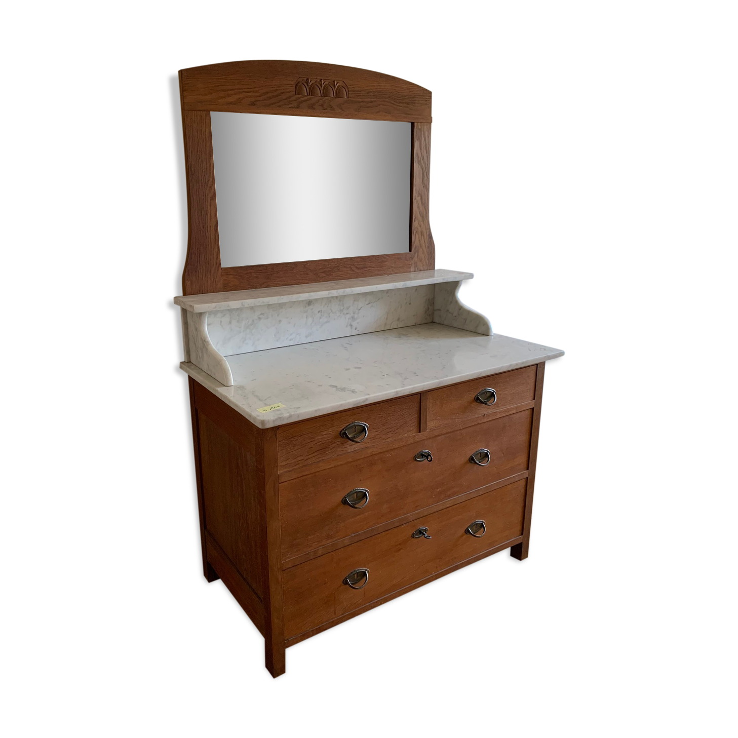 Wooden Chest of Drawers with marble top & mirror, antik country house 19th Century