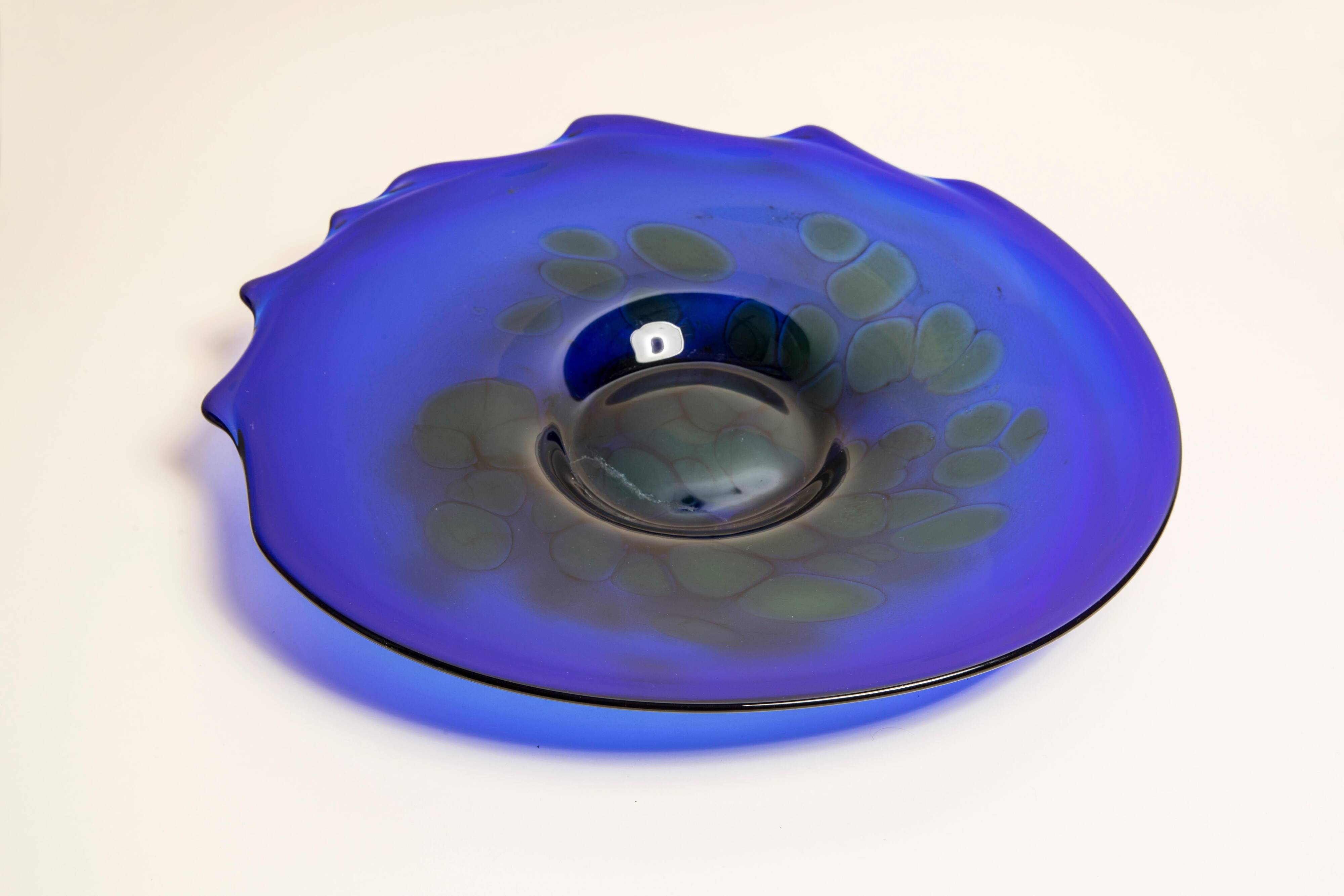 Plat Murano vintage bleue et jaune, Italie, années 1960