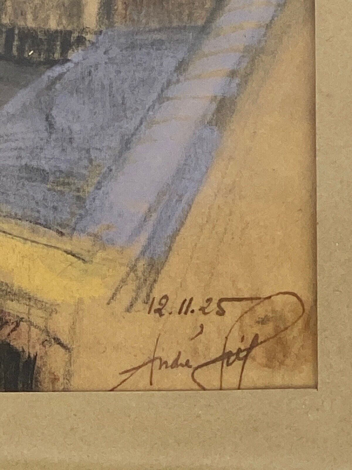 Watercolor sign andre brif or prif interior drawing library 1925