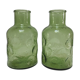 Deux vases verre moulé texturé vert années 70