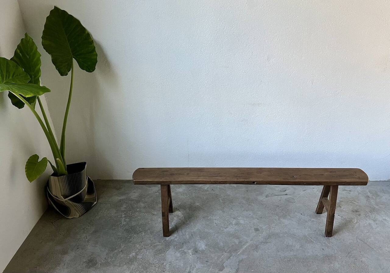 Small solid walnut farm bench, 1950s