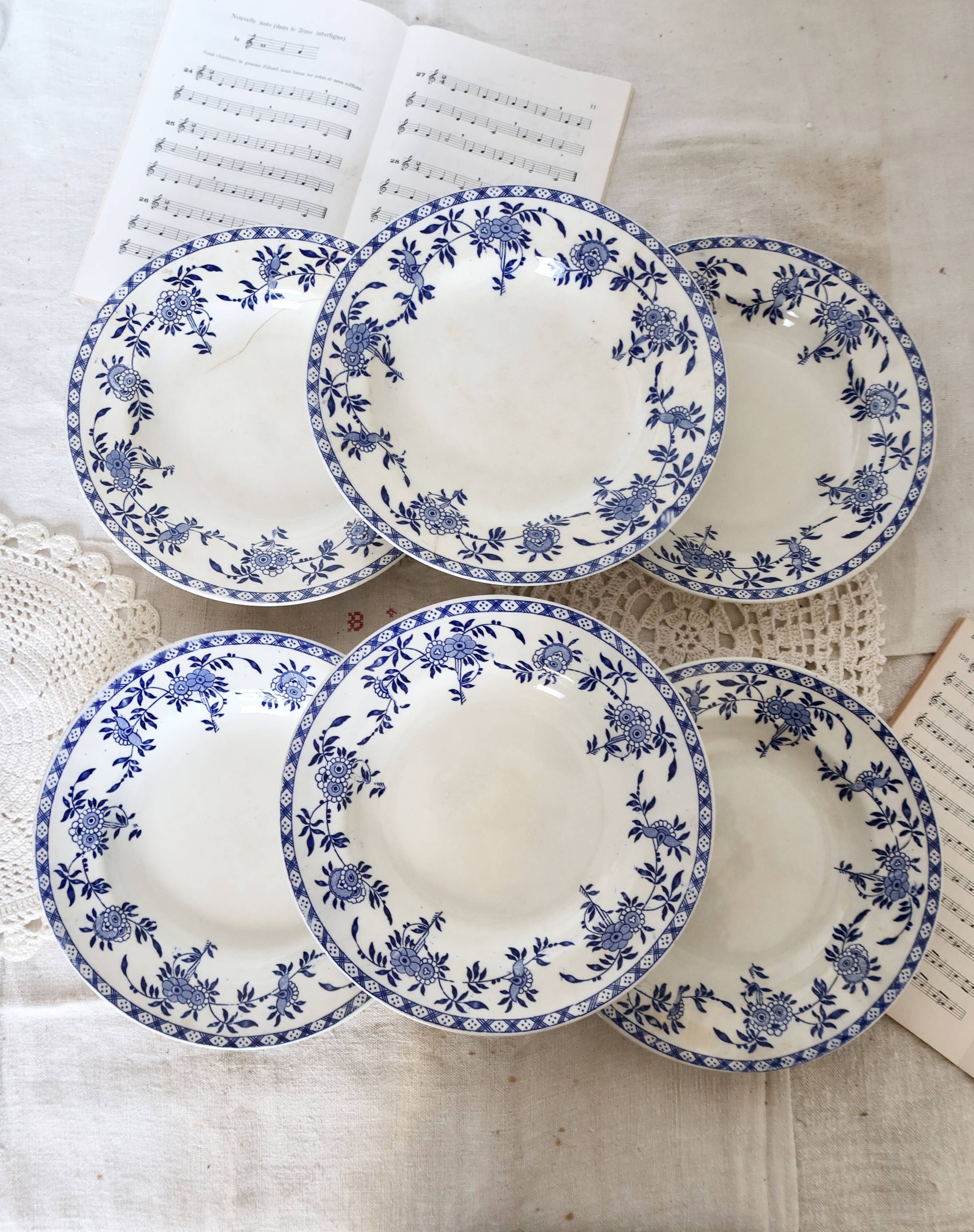6 antique soup plates - Rare Dresden porcelain