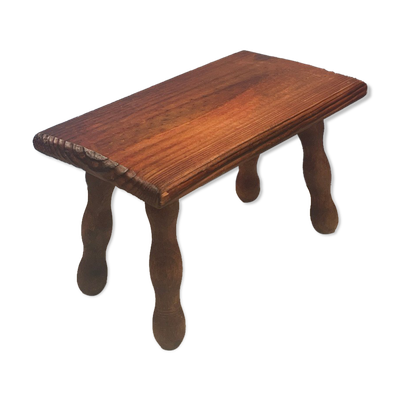 Banc de dentellière en bois naturel assise en pichepin art populaire