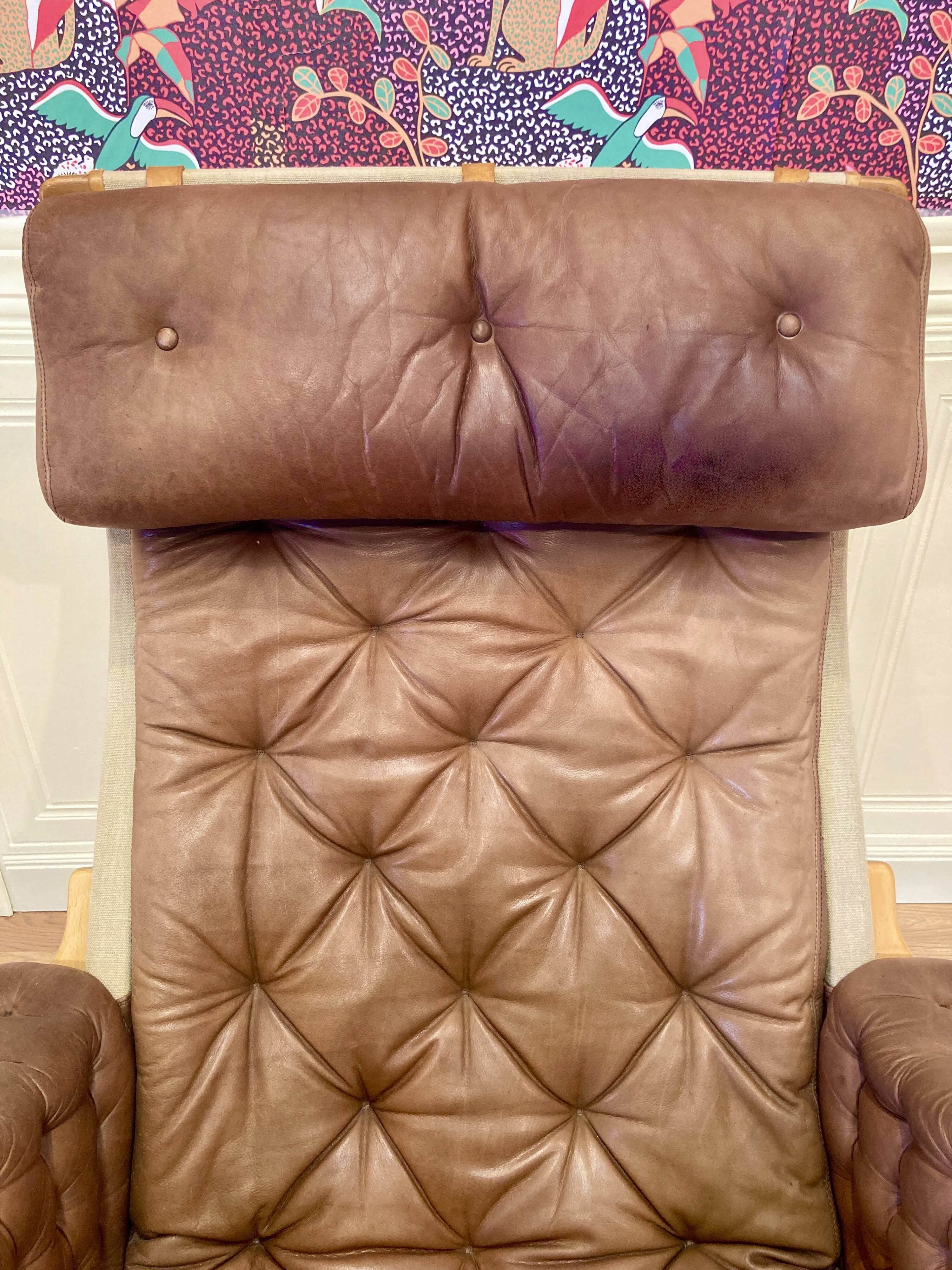 FAUTEUIL BRUNO MATHSSON CUIR 1960.