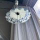 Vintage suspension in white and blue glass with wavy edge D46 H53