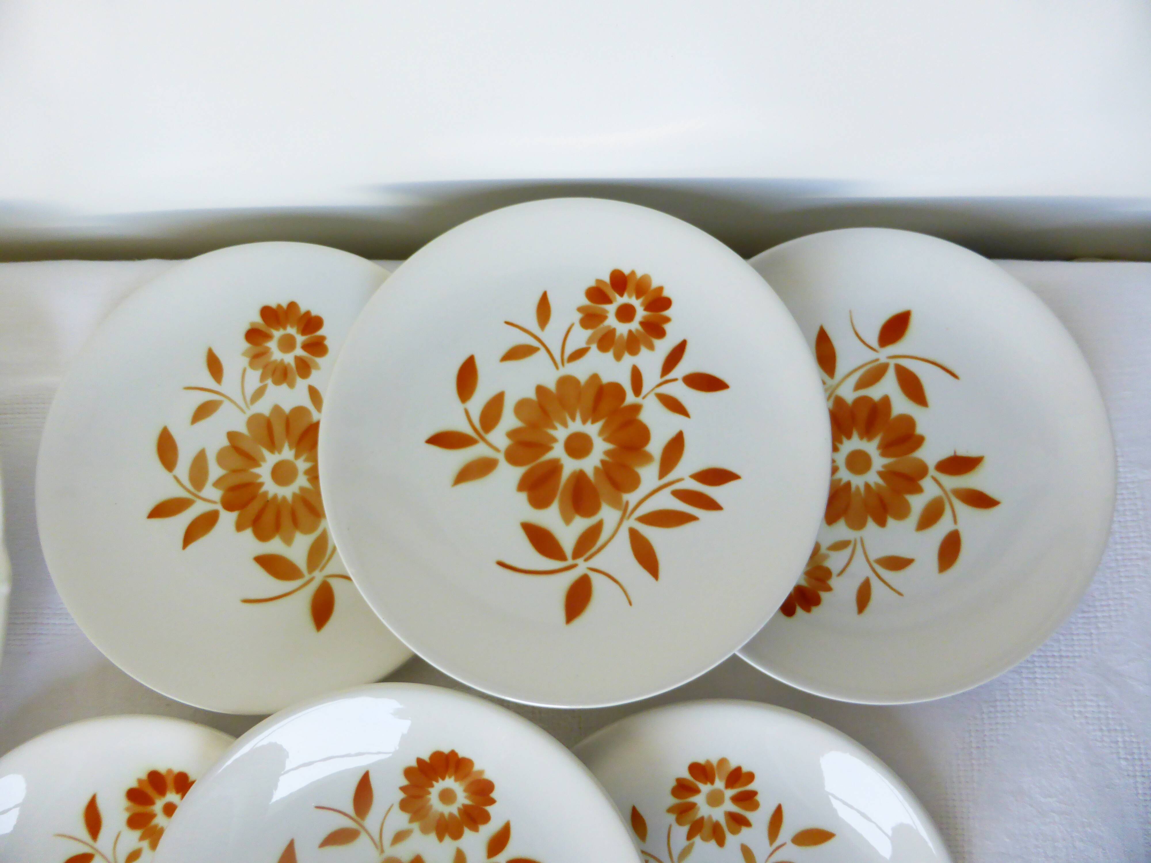 6 dessert plates & 1 pie dish from the 70s