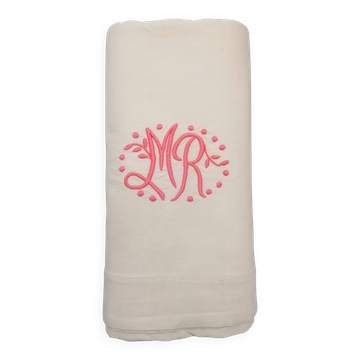Old white flat sheet with monogram MR