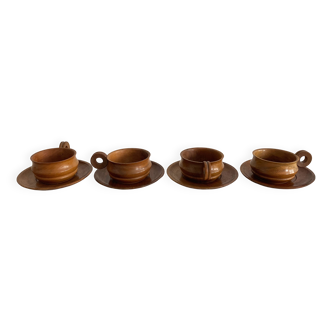 1970's Vintage Teak Set of Cups
