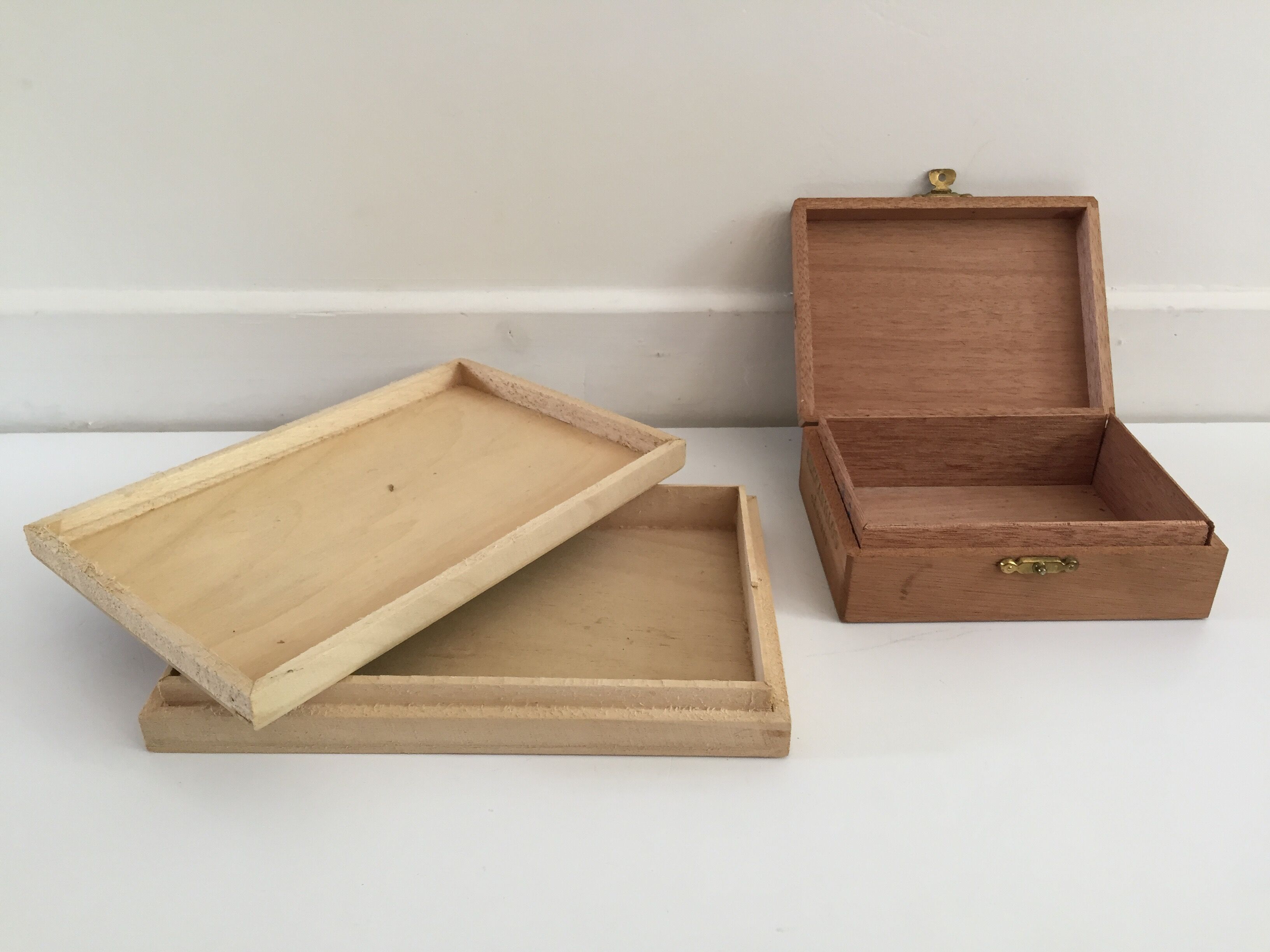 Lot of 4 vintage wood boxes