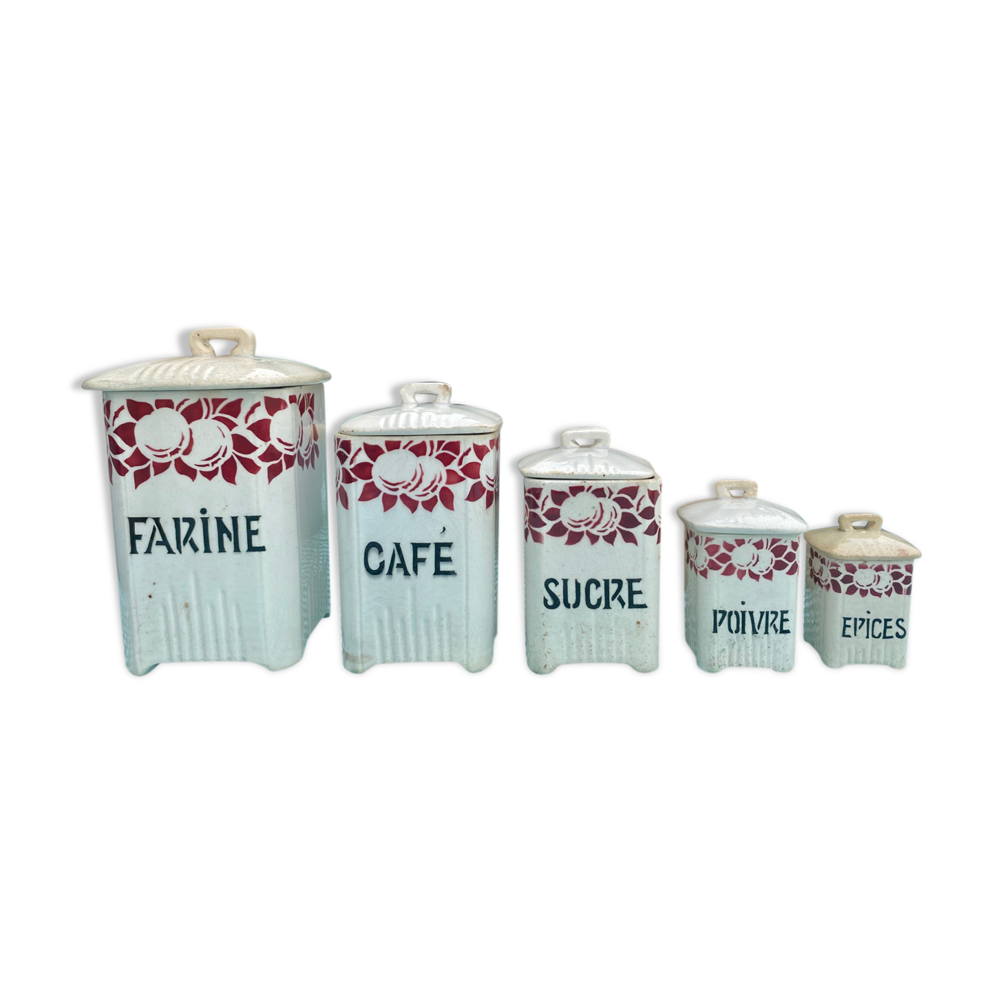 Series of vintage spice jars