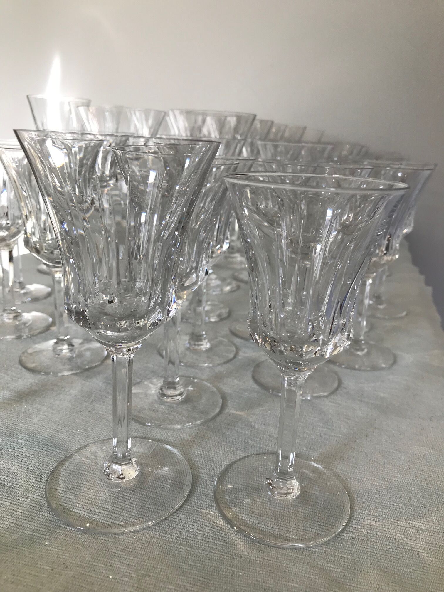 Service of 49 Val St Lambert glasses in cut crystal