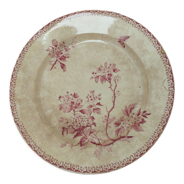 Round plate in iron earth of Gien model Pink Hawthorn