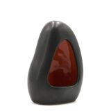 Free-form black signed candle holder, 1960s